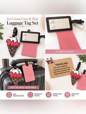Ice Cream Cone & Pink Luggage Tags